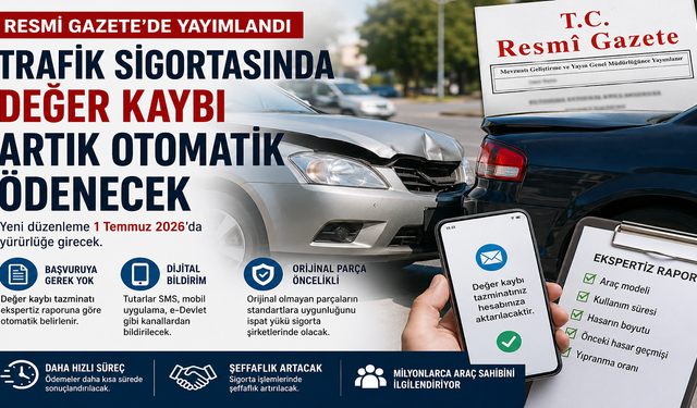 Resmi Gazete’de Yayımlandı: Trafik Sigortasında Değer Kaybı Artık Otomatik Ödenecek