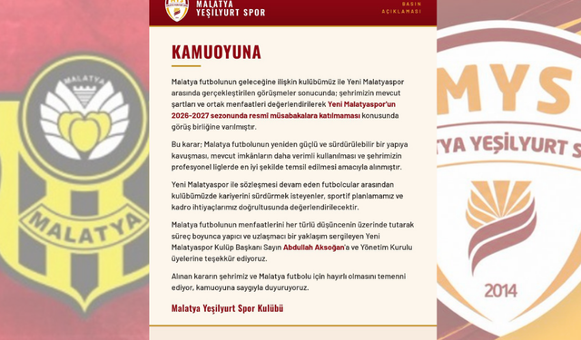 Yeni Malatyaspor Sezona Katılmama Kararı Aldı