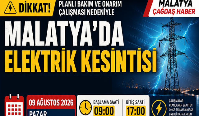 9 Ağustos’ta Geniş Kapsamlı Elektrik Kesintisi!