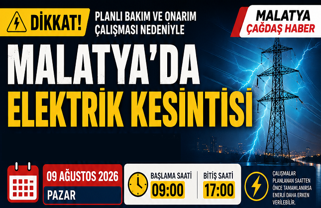 9 Ağustos’ta Geniş Kapsamlı Elektrik Kesintisi!