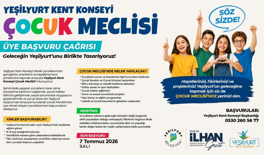Yeşilyurt Kent Konseyi'nde çocuk meclisi kuruluyor