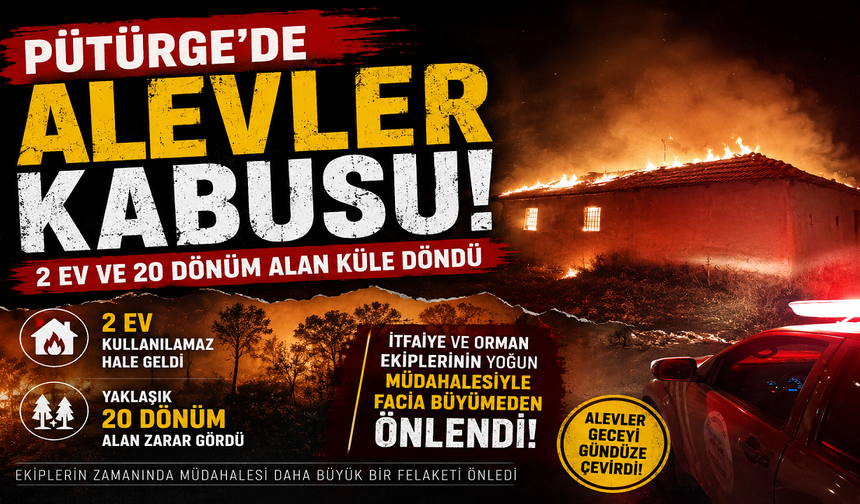 Pütürge’de Yangın: 2 Ev ve 20 Dönüm Alan Zarar Gördü