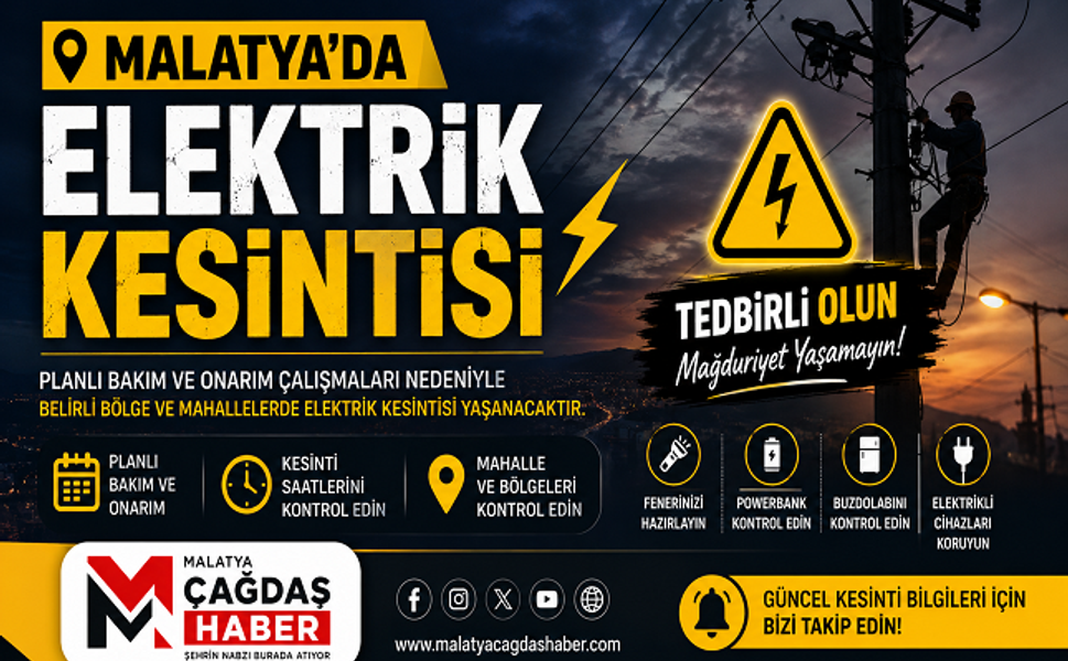 Malatya’da 11 Ağustos’ta Elektrik Kesintisi!